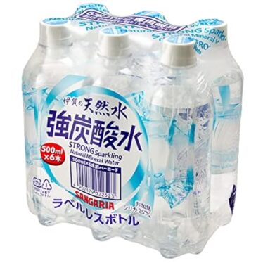サンガリア 伊賀の天然水強炭酸水ラベルレス 500ml×24本 1,087円（45.3円/本）！プライム会員送料無料！
